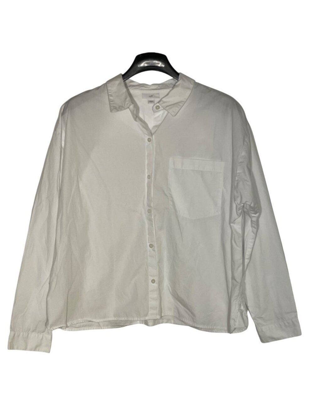 J. Jill Boxy Button Down Cotton Top Blouse Sz LG Minimalist Coastal Capsule